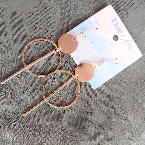 Earrings Silver Dangle Long Circle Boho - Picture 8 of 10